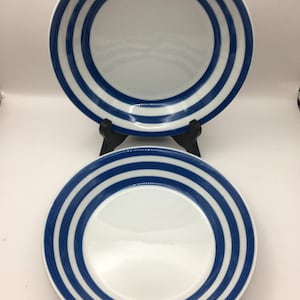 Vintage Cornish Ware Style Breakfast Bowls/ Dessert Bowls Blue and White Stripe