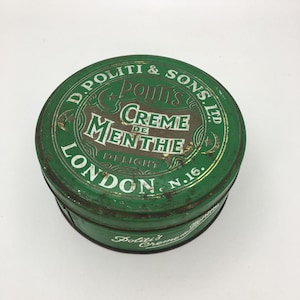 Vintage Sweet Tin, Creme De Menthe Delight Sweet Tin, Medical Tin, Advertising Tin, StorageTin, Collectors Tin, Medical Memorabilia