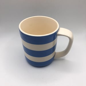 Tasse à thé/tasse à café en cornish ware vert T. G vintage à rayures bleues et blanches The Original Cornishware