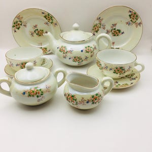 Miniature Porcelain Tea Set: 1950s Japanese Dolls Tea Party