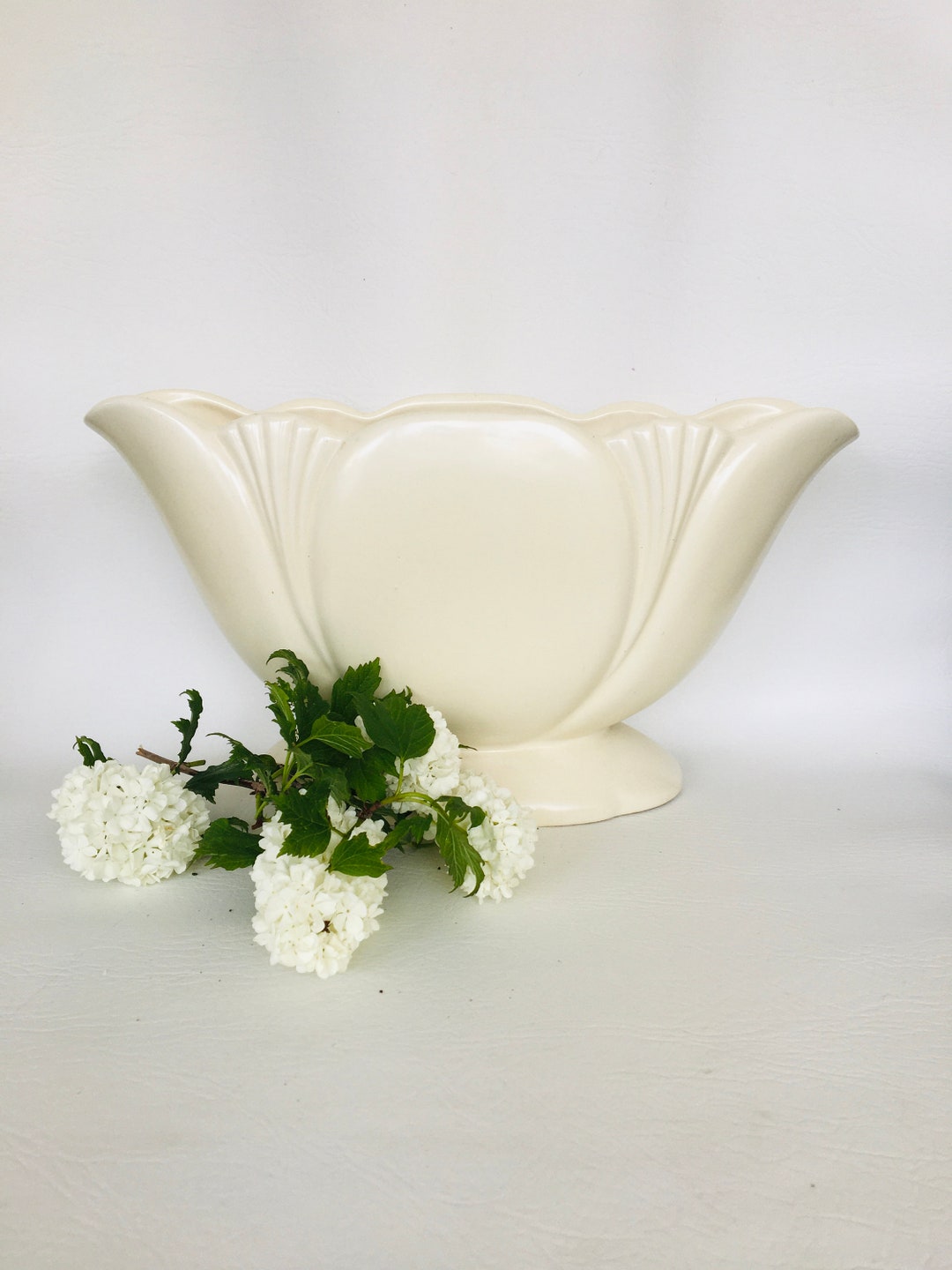 Vintage Art Deco Vase Large White Mantle Vase Dartmouth Etsy