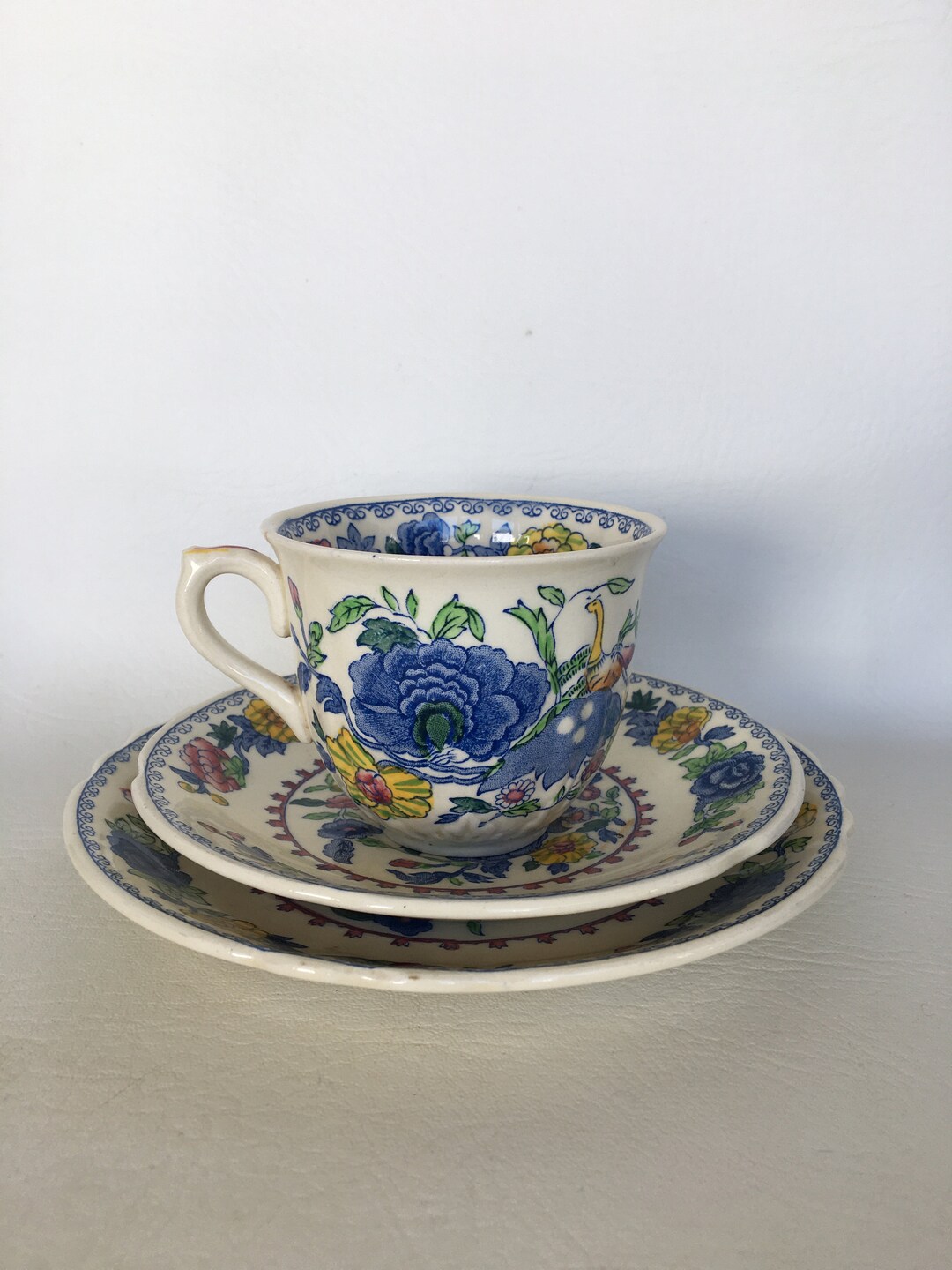 Vintage Masons Ironstone Tea Cup & Saucer Cake Plate Set Etsy