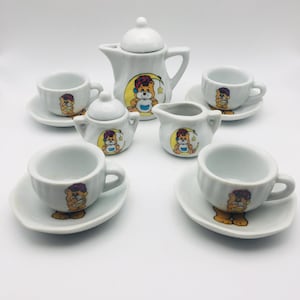 Juego de té de cerámica para muñecas antiguas, juego de té para muñecas antiguas, juego de té para niños, juego de té en miniatura, coleccionables, juego de simulación
