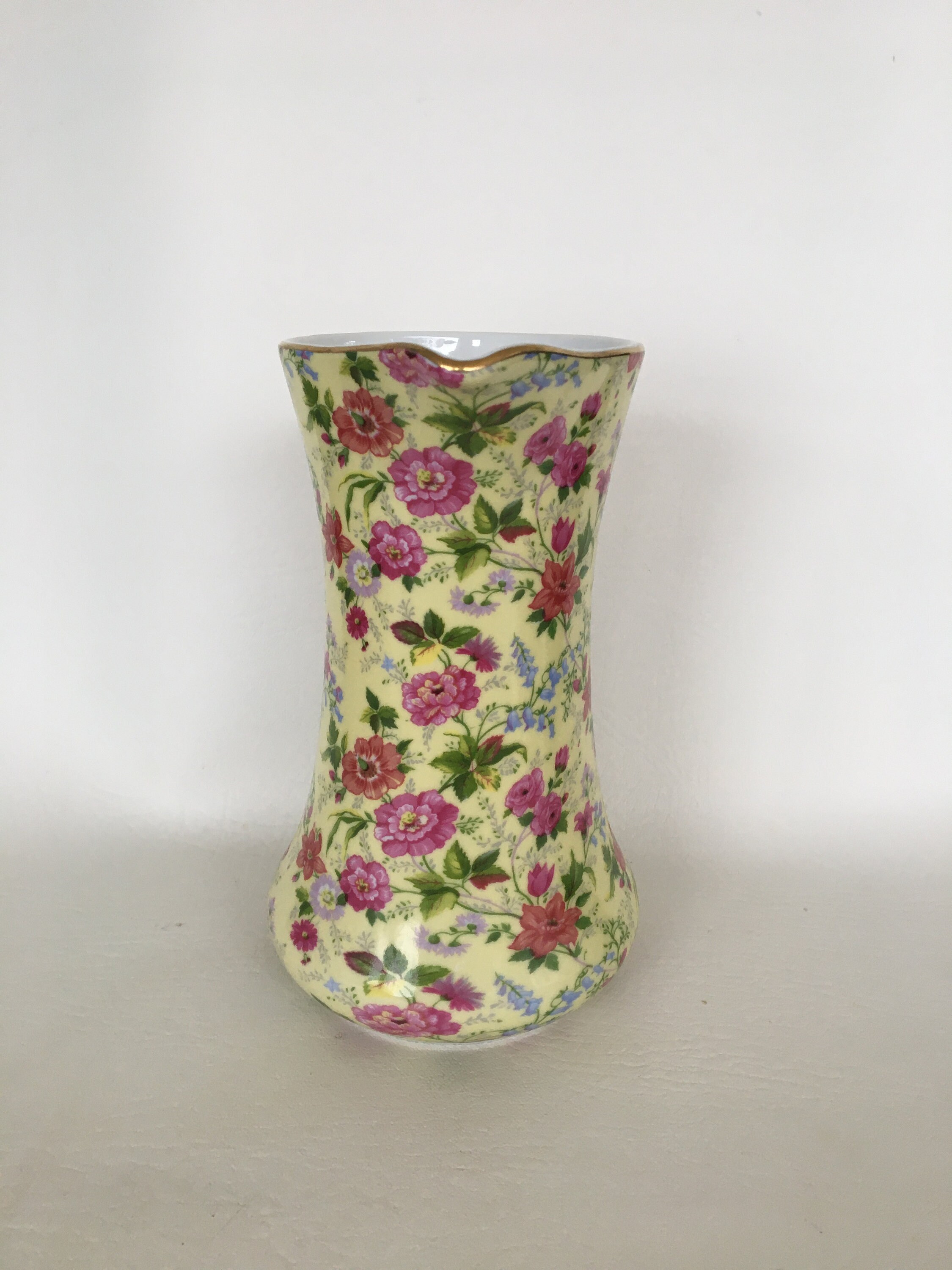 Vintage Floral Chintz Jug Pitcher Flower Vase Hand Painted Etsy