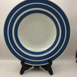 Vintage Cornish Ware Style large Breakfast/Dessert/Soup Bowl, Blue and White Stripe T.G Green