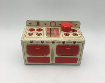 Vintage Dolls House Brimtoy Kitchen Cooker My Dolly’s 16th Scale, Tin Toys, 1950s Midcentury Furniture, Collectible Made in Great Britain