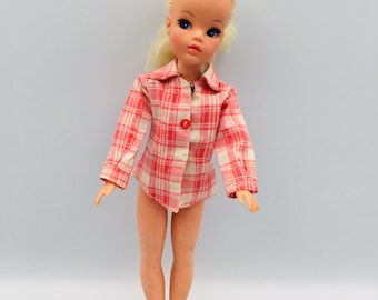 Vintage Sindy 1975 Checked Shirt Outfit, Pedigree Teen Fashion Doll Clothes