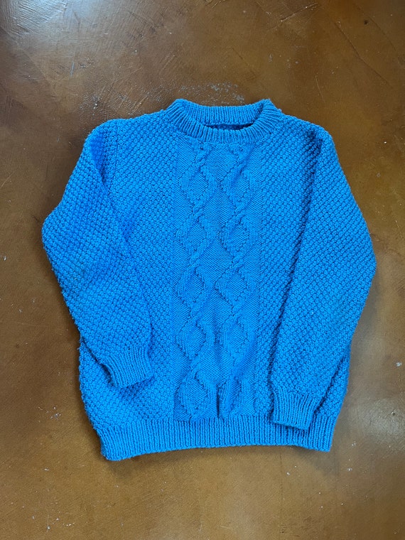 Vintage blue hand knitted sweater