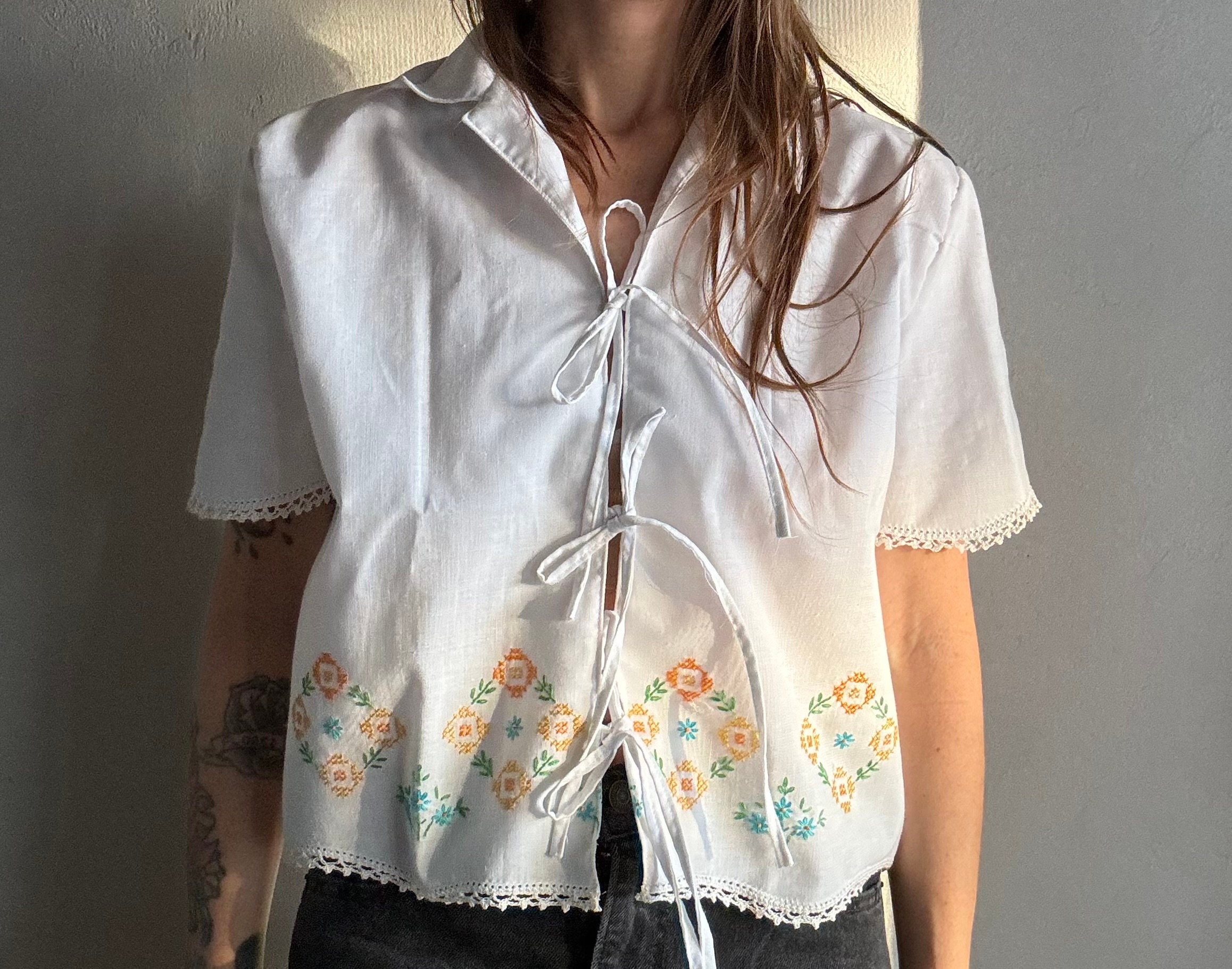 Striped Tie-Waist Wrap Vintage Shirt main image 1