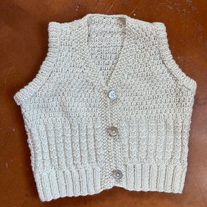 Vintage hand knitted cream sweater vest
