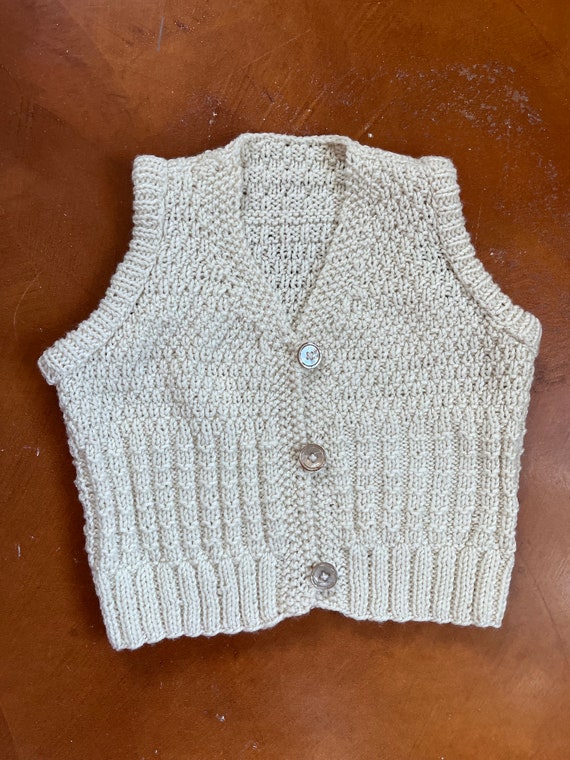 Vintage hand knitted cream sweater vest