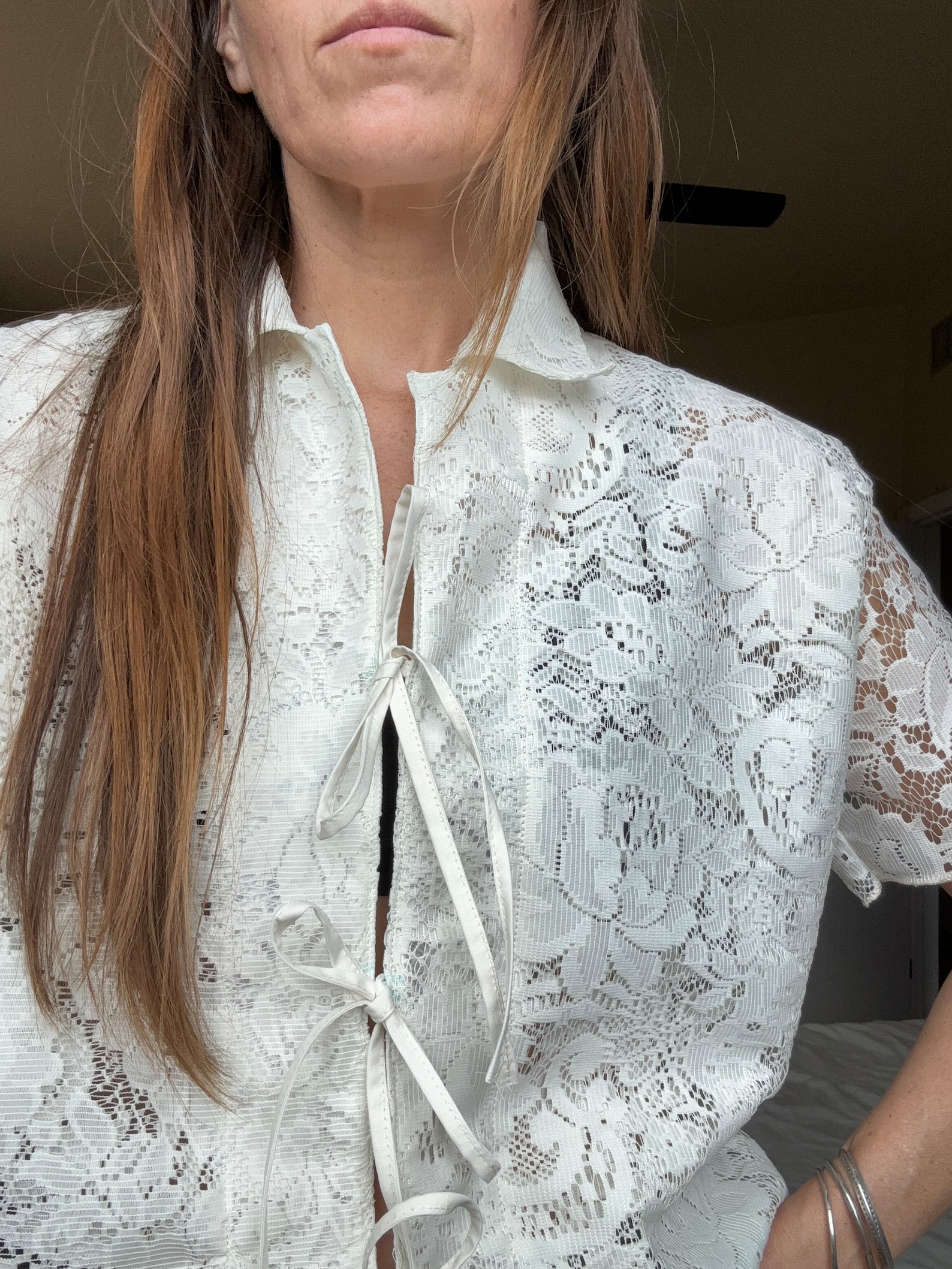 Printed Tie Front Collared Neck Slit Shirt Dress