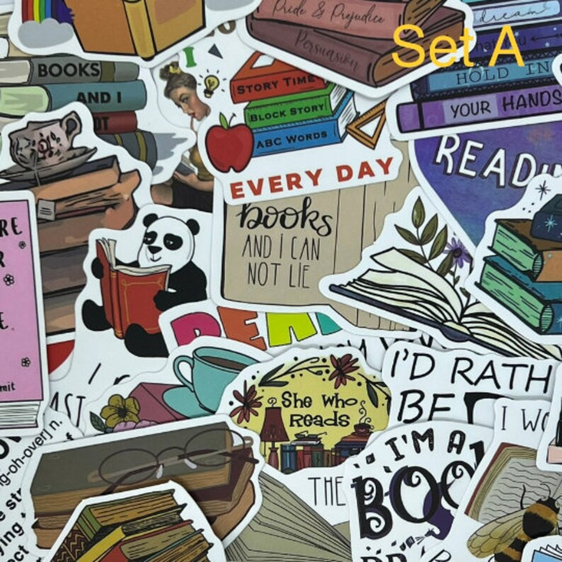 Reading Book Sticker Pack, Writer Stickers, Book Lover Grab Bag, Kindle ...