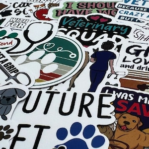 Sticker cadeau vétérinaire, clinique vétérinaire, décoration, cadeau pour infirmière assistante vétérinaire, cadeau pour animaux de compagnie, docteur, chat, chien, médicament, londres, ordinateur portable, Kindle, sticker