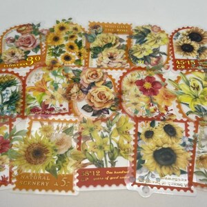 15/30 bloemenstempelstickers, gele bloemstempel Bullet Journal sticker, planner, doe-het-zelfkunstproject, scrapbooking, envelopzegel, cadeau geven