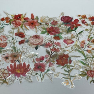 Confezione di adesivi peonia rosa rossa trasparente 20/40, fiore abbastanza pressato trasparente, adesivo per laptop Kindle fiore in lamina d'oro impermeabile in vinile