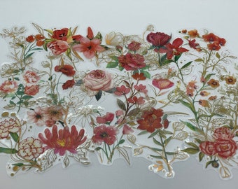 Stickers De Flores Naturales - 12 Láminas Adhesivas De Rosas, Ideales Para Scrapbooking, Laptops, Diarios Y Manualidades