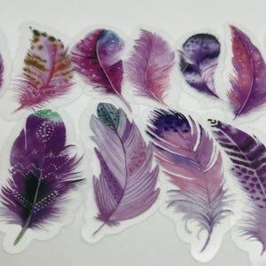20/40 Transparent Pink Feather Sticker, Clear Transparent Feather Decal for Mirror, Bird Feather, Journal, Card,Scrapbook Project Material