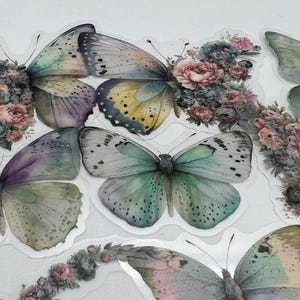 15/30 adesivi trasparenti in vinile con farfalle e luna floreali, confezione regalo per feste artigianali, decorazione per farfalle, progetti artistici fai da te, decalcomania impermeabile