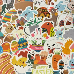 Osterhasen Aufkleber Set- Hase und Korb - Ei und Kaninchen - Osterjagd - Niedlicher Geschenkaufkleber - Kinder Kinder Frohe Ostern