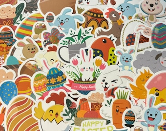 Easter Chocolate Sticker Pack - 6 Vinyl Stickers - Bunnies, Chicken ...