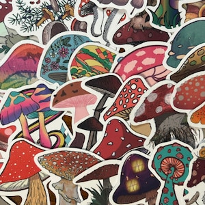 Ensemble d'autocollants champignons, champignon vénéneux magique, champignon rouge, stickers fées champignons, stickers champignon magique pour ordinateur portable
