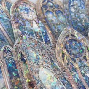 10 Blue Stained Glass Church Window Stickers Set,beautiful Church ...