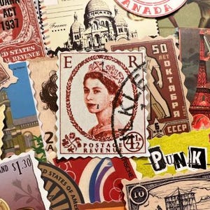 Stempel Aufkleber Set, Junk Journal Vintage Magazin Retro, Retro Post Briefmarken Sticker Pack, Post, Brief, Reise Scrapbook Zubehör