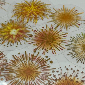 Arancione, Oro Bellissimi fuochi d'artificio abbaglianti, Adesivi luminosi, Adesivi decorativi, Splendidi adesivi per fuochi d'artificio, Adesivo per album