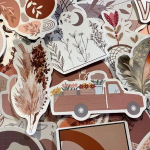 Boho stickers, neutrale stickers, Boho laptop stickers, Hazel Beige bruin esthetische Boho sticker, vintage pastel, planner scrapbooking