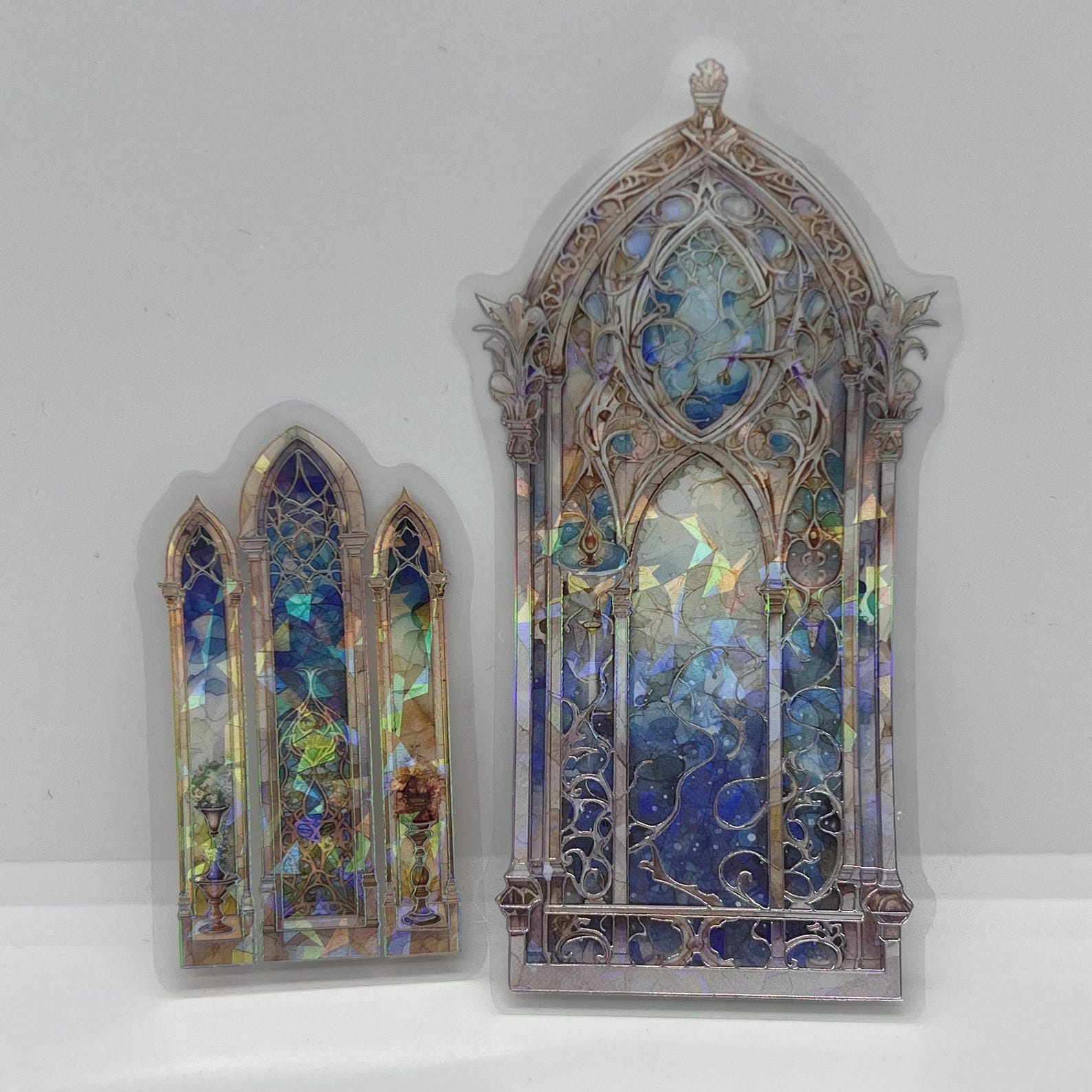 10 Blue Stained Glass Church Window Stickers Set,beautiful Church ...