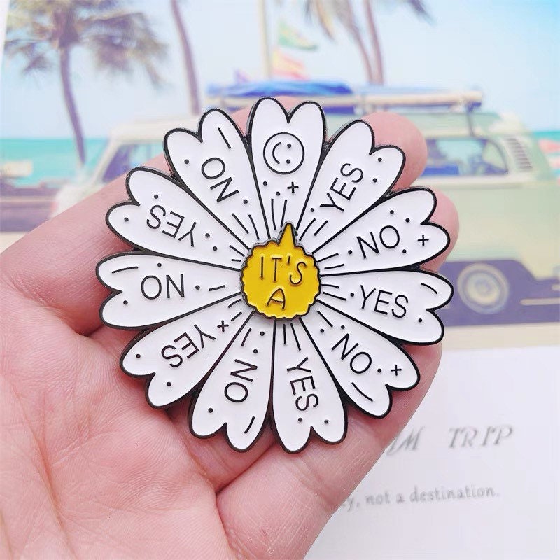 Spinning Enamel Pin Interactive Pin Indecisive Yes No Difficulties in