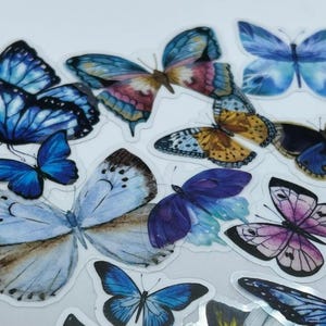 20/40 Confezione di adesivi trasparenti realistici a farfalla blu, adesivi trasparenti a farfalla blu, decalcomanie per finestre in vetro per diari, biglietti e lavori artigianali