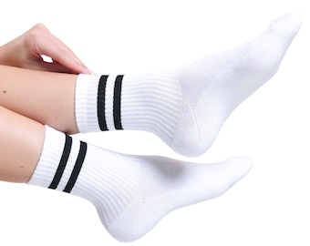 Womens Cotton Rich Support Sports Striped 3 Pair Socks Breathable Soft Athletic School Casual Ankle High Socks