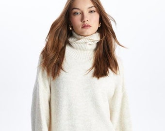 Damescoltrui Zacht gebreide gezellige wintertrui Minimalistische trui Cadeau