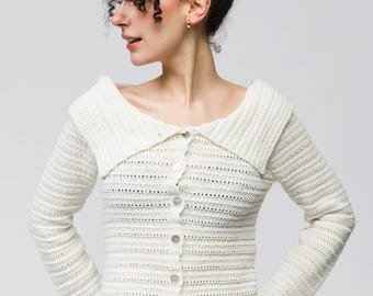 Gebreid vest met knoopdetail Ecru