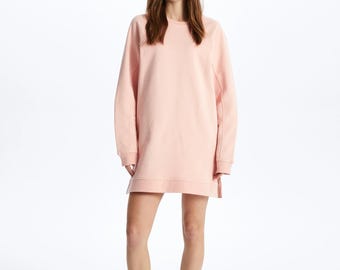 Zacht aanvoelend katoenen regular-fit sweater met lange mouwen roze