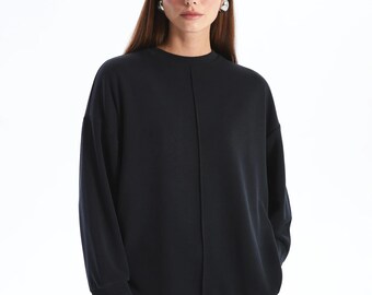 Oversized sweater van modalmix - Soft Touch donkergrijs