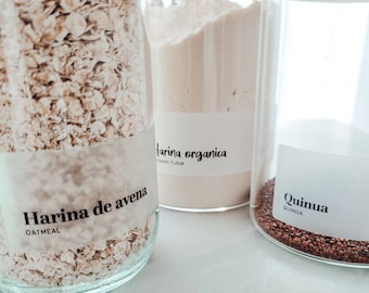 Spanish jar labels • Oil and Water resistant • Minimalistic kitchen labels • Pantry labels  • Spice jar labels • Organization for pantry