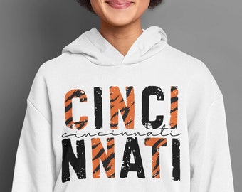 Cincinnati Retro Letters PNG File, Distressed Sport Design (Digital Download)