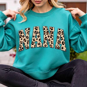 Retro Leopard Nana PNG: Distressed Vintage Design Digital Download
