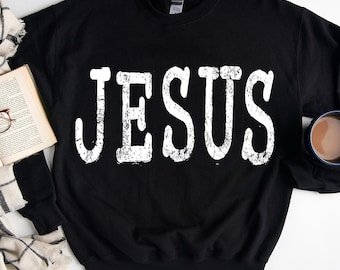 Retro Jesus PNG: Beunruhigte christliche Typografie (Digitaler Download)