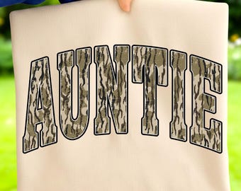 Retro Camo Auntie PNG: Distressed Varsity Сamouflage Old School Design Digital Download