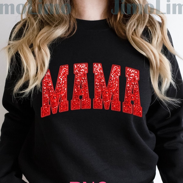Glitter mama png file digital faux sequin retro vintage png faux embroidery digital design