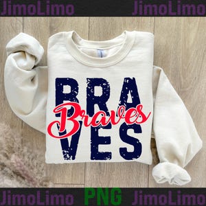 Braves png distressed retro vintage letters files Brave digital print sublimation sport design digital