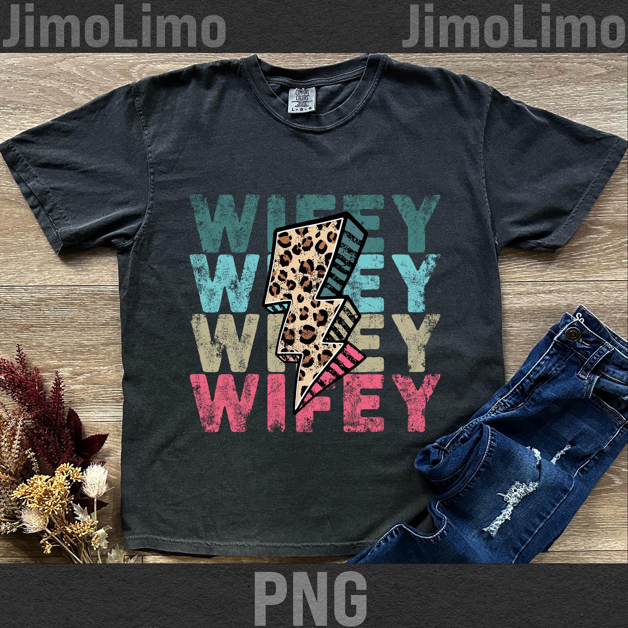 Retro Wifey Leopard Lightning Bolt PNG: Distressed Wife Shirt Design ...