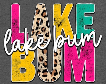 Lake Bum PNG: Leopard Cheetah Style, Distressed Retro Design (Digital Download)