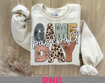 Distressed Leopard Baseball Mom PNG, Game Day Design (Digital Download)