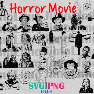Retro Horror movie svg png best bundle Halloween character heroes files layers horror friends clipart digital download