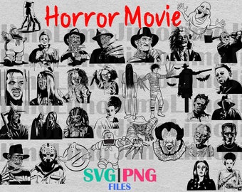 Retro Horror Movie Character SVG PNG Bundle (Digital Download)